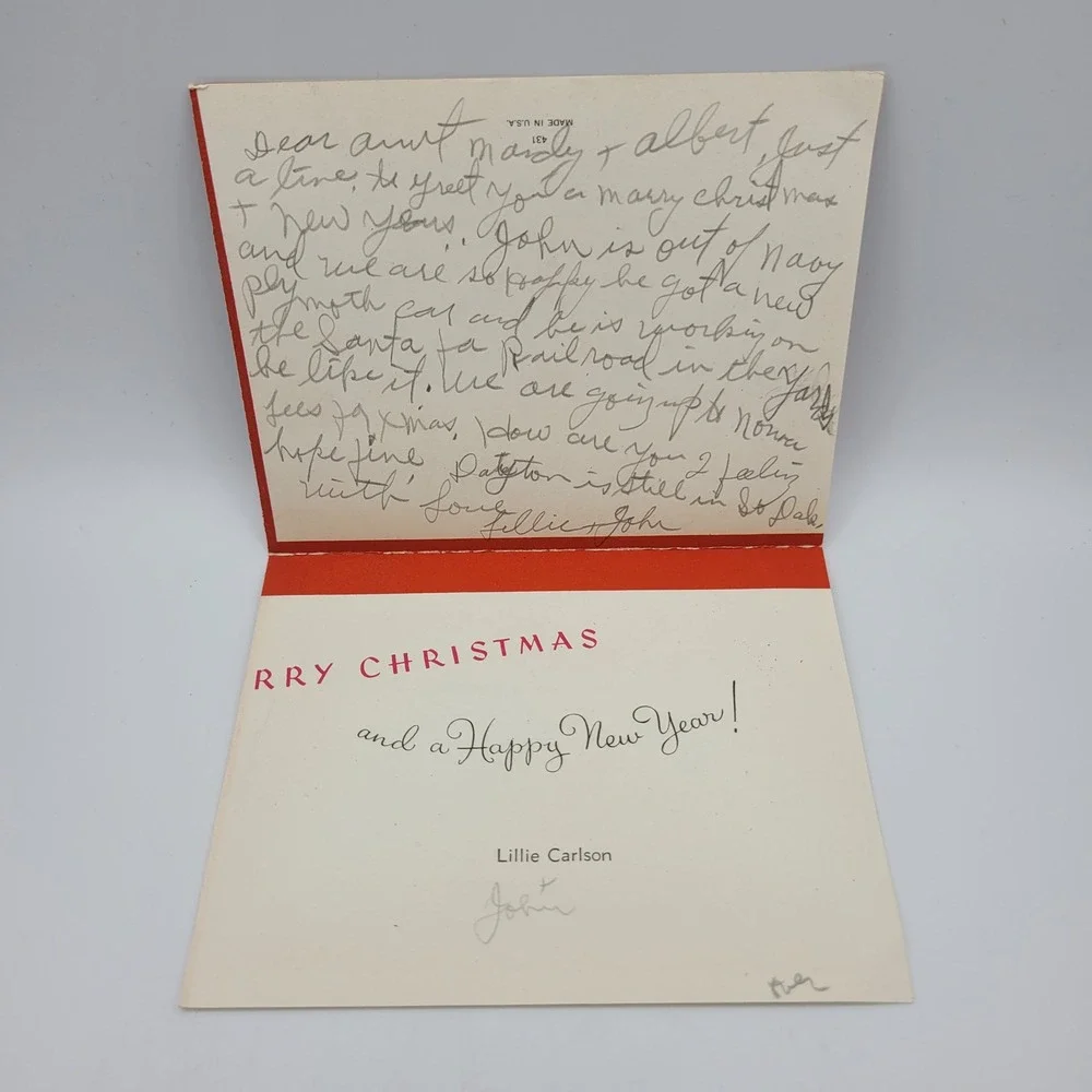 Vintage‎ Christmas Card Greetings Colorful Lettering Holiday Decor